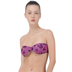 Pink Glitter Butterfly Classic Bandeau Bikini Top  by Modalart