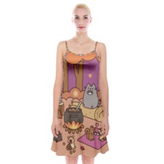 Pusheen Cute Fall The Cat Spaghetti Strap Velvet Dress