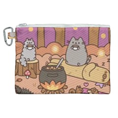 Pusheen Cute Fall The Cat Canvas Cosmetic Bag (xl) by Modalart