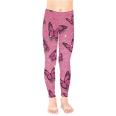 Pink Glitter Butterfly Kids  Classic Winter Leggings