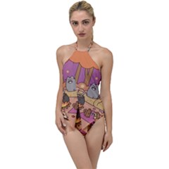 Pusheen Cute Fall The Cat Go With The Flow One Piece Swimsuit by Modalart