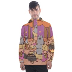 Pusheen Cute Fall The Cat Men s Front Pocket Pullover Windbreaker