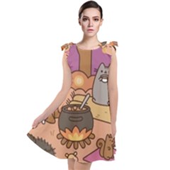 Pusheen Cute Fall The Cat Tie Up Tunic Dress by Modalart