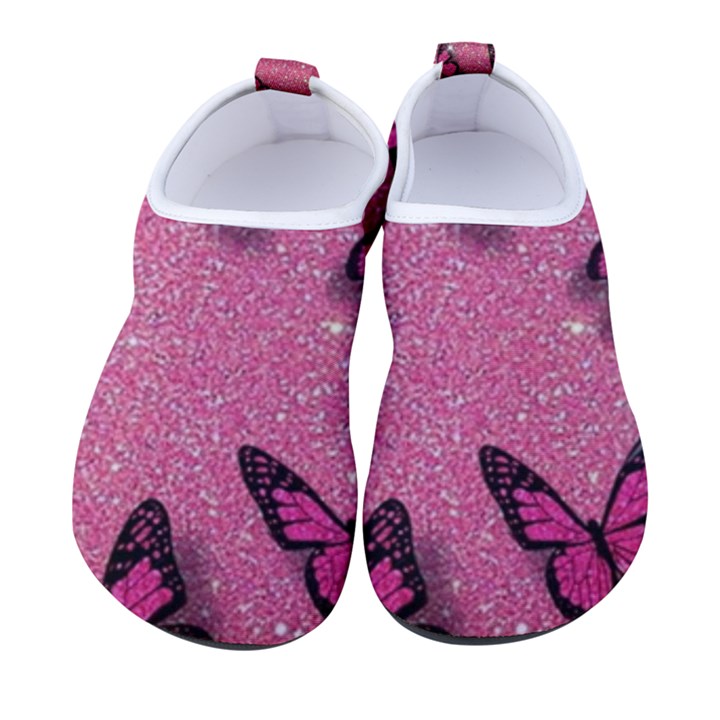 Pink Glitter Butterfly Women s Sock-Style Water Shoes