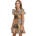 Pusheen Cute Fall The Cat Kids  Winged Sleeve Dress View2