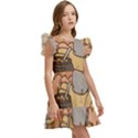 Pusheen Cute Fall The Cat Kids  Winged Sleeve Dress View3