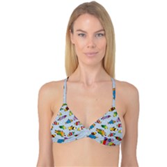 Fish Ocean Sea Water Diving Blue Reversible Tri Bikini Top by Modalart