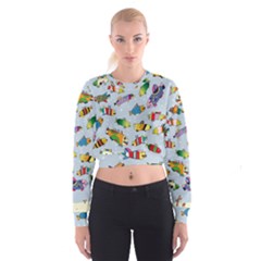 Fish Ocean Sea Water Diving Blue Cropped Sweatshirt