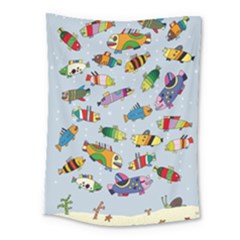 Fish Ocean Sea Water Diving Blue Medium Tapestry