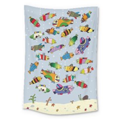 Fish Ocean Sea Water Diving Blue Large Tapestry