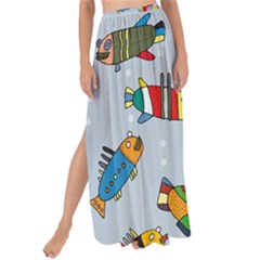 Fish Ocean Sea Water Diving Blue Maxi Chiffon Tie-up Sarong by Modalart