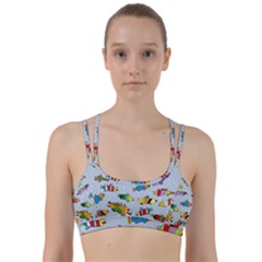 Fish Ocean Sea Water Diving Blue Line Them Up Sports Bra by Modalart