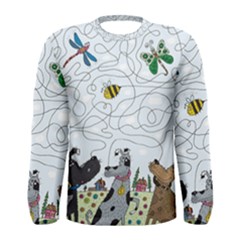 Dog Puzzle Maze Bee Butterfly Men s Long Sleeve T-shirt by Modalart