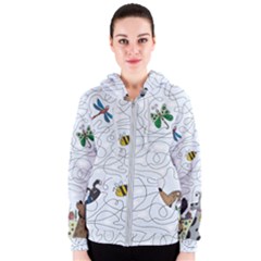 Dog Puzzle Maze Bee Butterfly Women s Zipper Hoodie