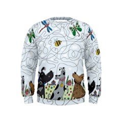 Dog Puzzle Maze Bee Butterfly Kids  Sweatshirt