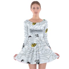 Dog Puzzle Maze Bee Butterfly Long Sleeve Skater Dress by Modalart