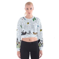 Dog Puzzle Maze Bee Butterfly Cropped Sweatshirt