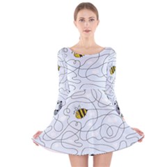 Dog Puzzle Maze Bee Butterfly Long Sleeve Velvet Skater Dress