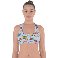 Fish Ocean Sea Water Diving Blue Cross Back Hipster Bikini Top  by Modalart