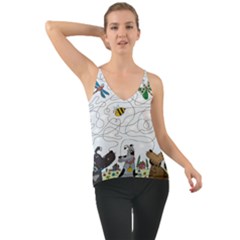 Dog Puzzle Maze Bee Butterfly Chiffon Cami by Modalart