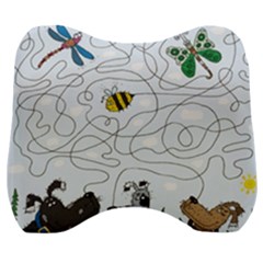 Dog Puzzle Maze Bee Butterfly Velour Head Support Cushion by Modalart