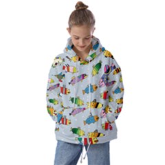 Fish Ocean Sea Water Diving Blue Kids  Oversized Hoodie by Modalart