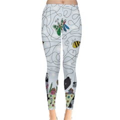 Dog Puzzle Maze Bee Butterfly Inside Out Leggings by Modalart