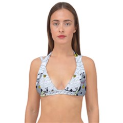 Dog Puzzle Maze Bee Butterfly Double Strap Halter Bikini Top by Modalart