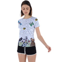 Dog Puzzle Maze Bee Butterfly Back Circle Cutout Sports T-shirt by Modalart