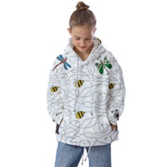 Dog Puzzle Maze Bee Butterfly Kids  Oversized Hoodie