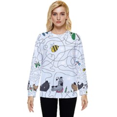 Dog Puzzle Maze Bee Butterfly Hidden Pocket Sweatshirt