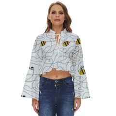 Dog Puzzle Maze Bee Butterfly Boho Long Bell Sleeve Top