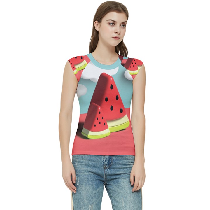 Watermelon Fruit Women s Raglan Cap Sleeve T-Shirt