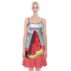 Watermelon Fruit Spaghetti Strap Velvet Dress