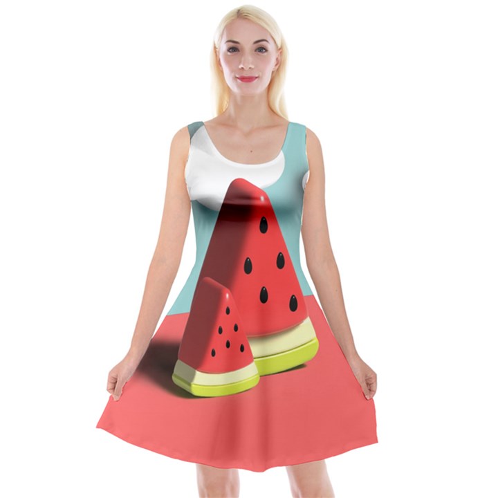 Watermelon Fruit Reversible Velvet Sleeveless Dress