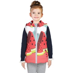 Watermelon Fruit Kids  Hooded Puffer Vest