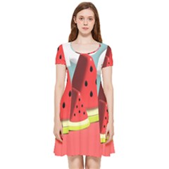 Watermelon Fruit Inside Out Cap Sleeve Dress by Modalart