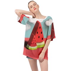 Watermelon Fruit Oversized Chiffon Top by Modalart