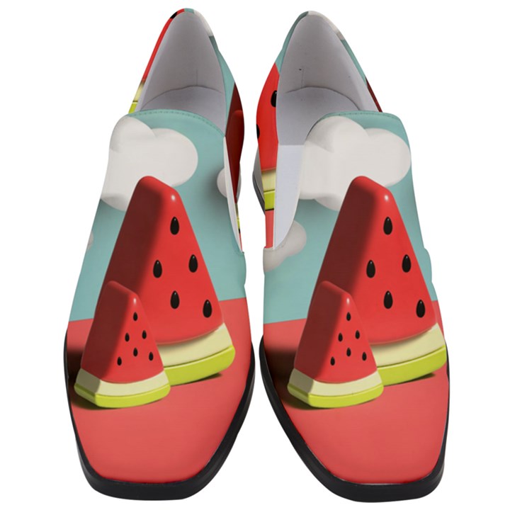 Watermelon Fruit Women Slip On Heel Loafers