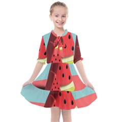 Watermelon Fruit Kids  All Frills Chiffon Dress by Modalart