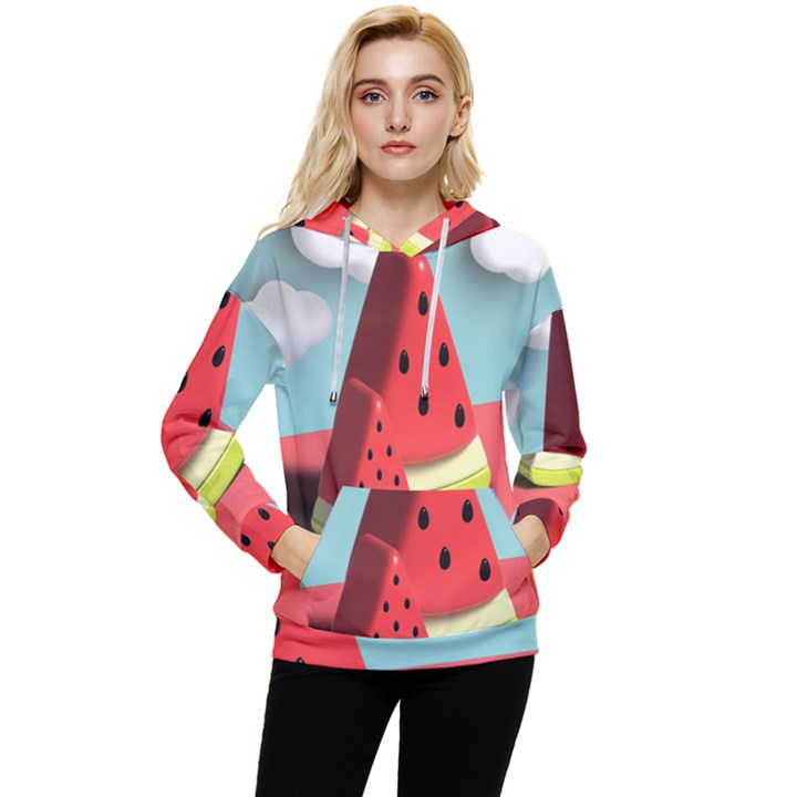 Watermelon Fruit Women s Lightweight Drawstring Hoodie