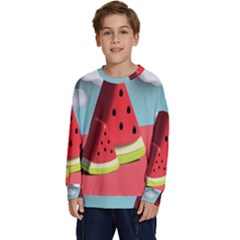 Watermelon Fruit Kids  Crewneck Sweatshirt