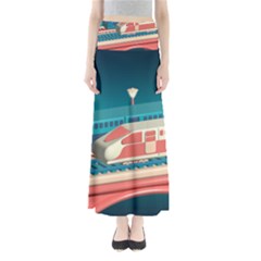 Leaves Boho Plant Bohemian Drawing Full Length Maxi Skirt by Modalart