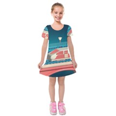 Leaves Boho Plant Bohemian Drawing Kids  Short Sleeve Velvet Dress