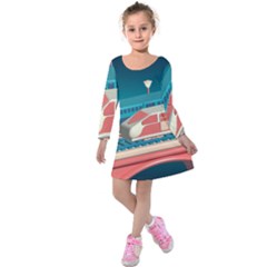 Leaves Boho Plant Bohemian Drawing Kids  Long Sleeve Velvet Dress