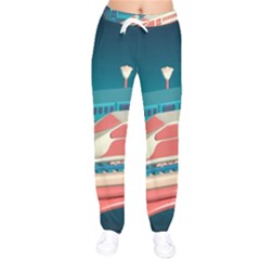 Leaves Boho Plant Bohemian Drawing Women Velvet Drawstring Pants