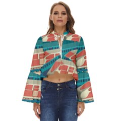 Leaves Boho Plant Bohemian Drawing Boho Long Bell Sleeve Top