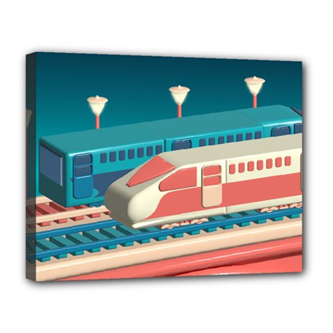 Bridge Transportation Train Toys Canvas 14  X 11  (stretched) by Modalart