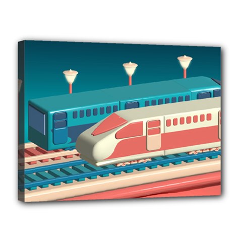 Bridge Transportation Train Toys Canvas 16  X 12  (stretched) by Modalart