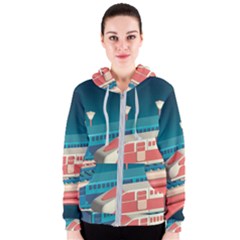 Bridge Transportation Train Toys Women s Zipper Hoodie